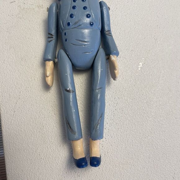 Articulated Christmas ornament lady Blue Top Hat 6in - Picture 4 of 4